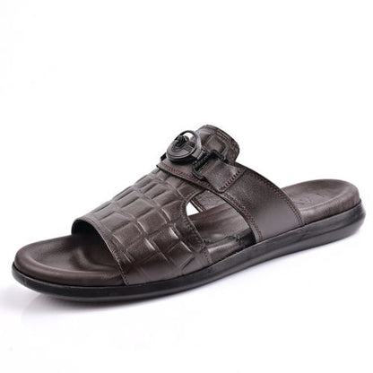 Sandale Homme Cuir,Tendance- Marron