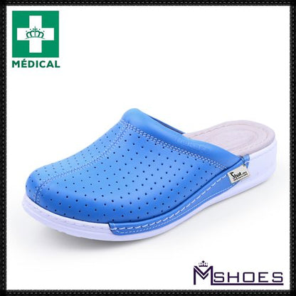Sabots Médical,Sabot Cuir,Sabot Femme,Tendance 2021 - Bleu Ciel