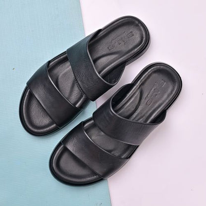 Sandale Homme Cuir,Tendance- Noir