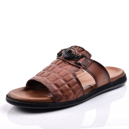 Sandale Homme Cuir -Tabac