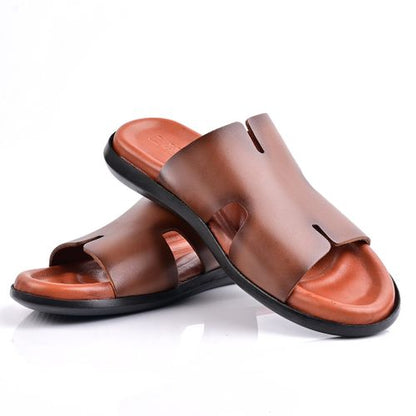 Sandale Homme Cuir -Tabac