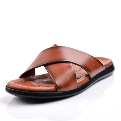 Sandale Homme Cuir- Tabac