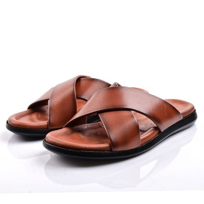 Sandale Homme Cuir- Tabac