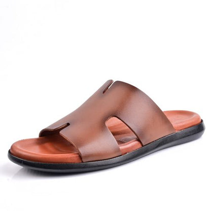 Sandale Homme Cuir -Tabac
