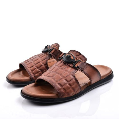 Sandale Homme Cuir -Tabac