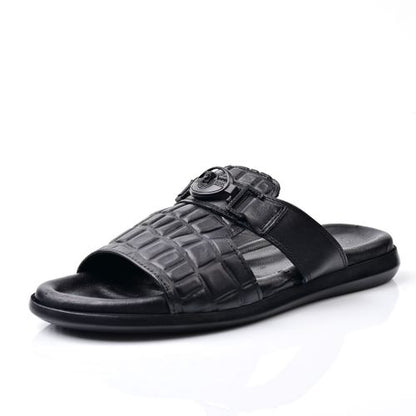 Sandale Homme Cuir,Tendance- Noir