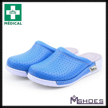 Sabots Médical,Sabot Cuir,Sabot Femme,Tendance 2021 - Bleu Ciel