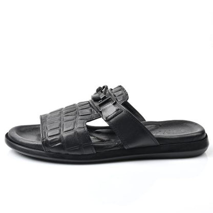Sandale Homme Cuir,Tendance- Noir