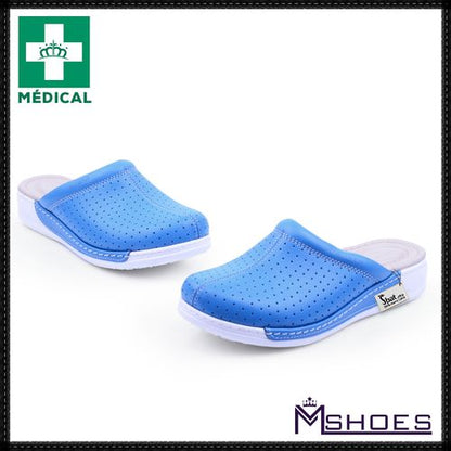 Sabots Médical,Sabot Cuir,Sabot Femme,Tendance 2021 - Bleu Ciel