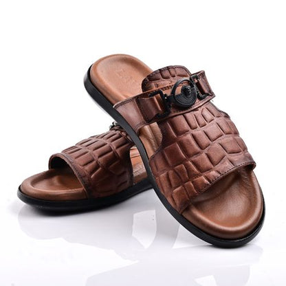 Sandale Homme Cuir -Tabac