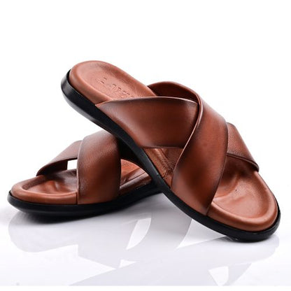 Sandale Homme Cuir- Tabac