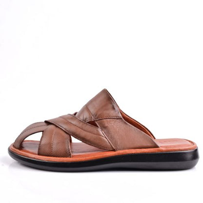 Sandale Homme Cuir -Tabac