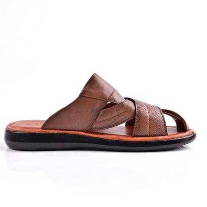 Sandale Homme Cuir -Tabac