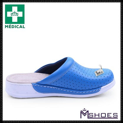 Sabots Médical,Sabot Cuir,Sabot Femme,Tendance 2021 - Bleu Ciel