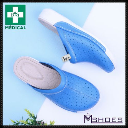 Sabots Médical,Sabot Cuir,Sabot Femme,Tendance 2021 - Bleu Ciel