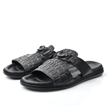 Sandale Homme Cuir,Tendance- Noir