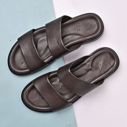 Sandale Homme Cuir,Tendance- Marron