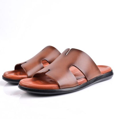 Sandale Homme Cuir -Tabac