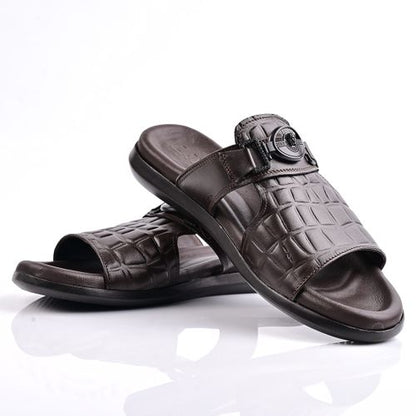 Sandale Homme Cuir,Tendance- Marron