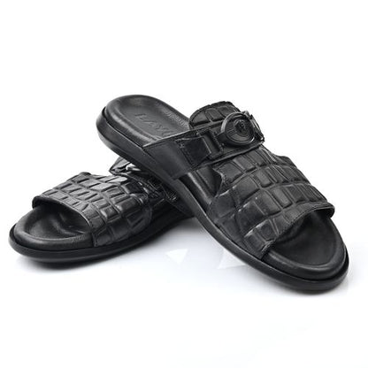Sandale Homme Cuir,Tendance- Noir