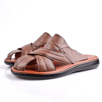 Sandale Homme Cuir -Tabac