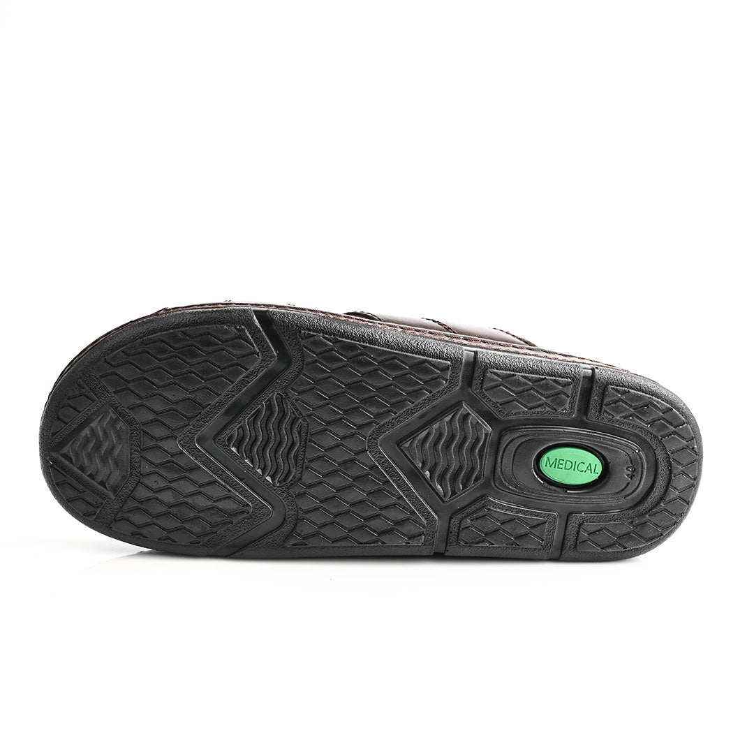 Sandale Médical En Cuir Pour Homme - Marron