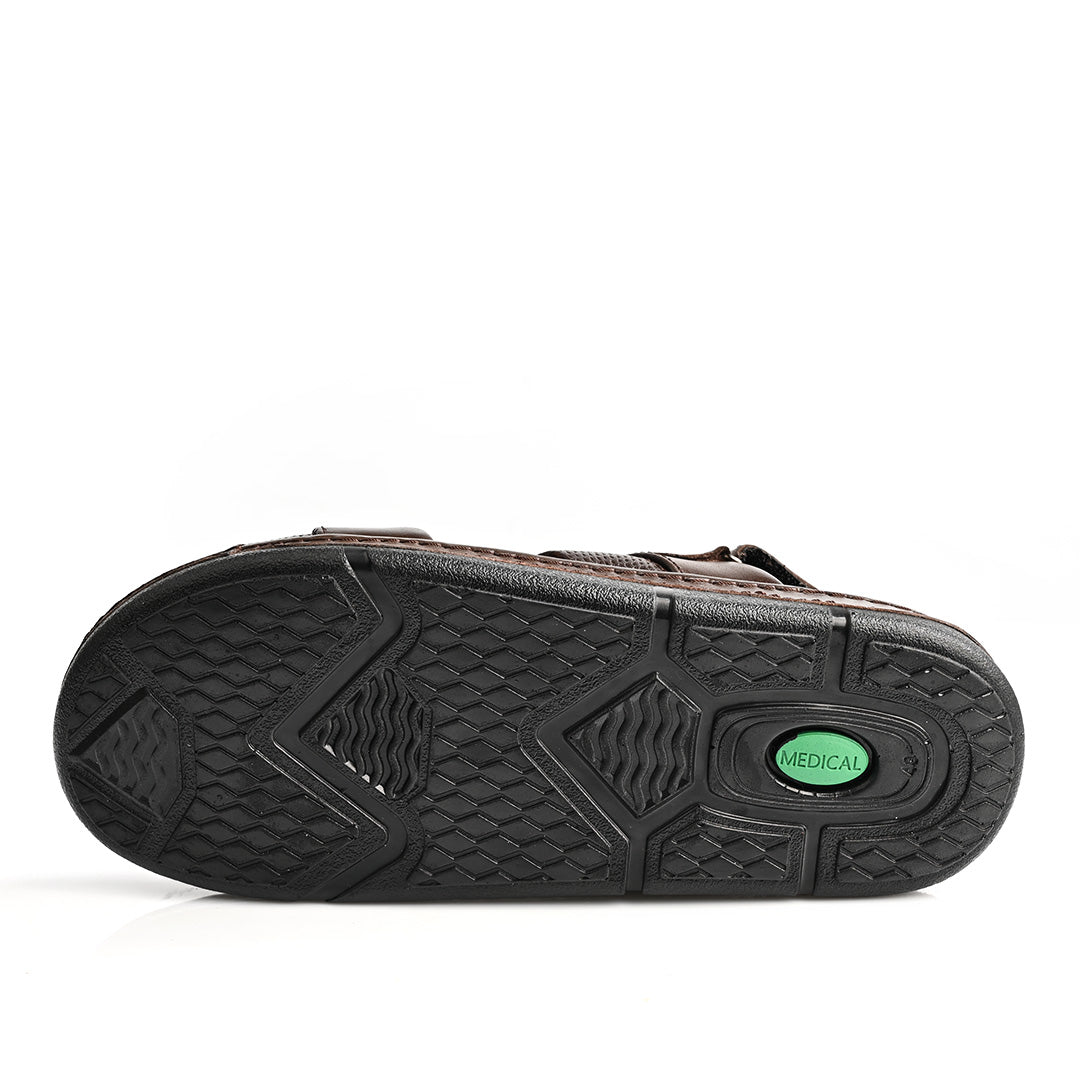 Sandale Médical En Cuir Pour Homme - Marron