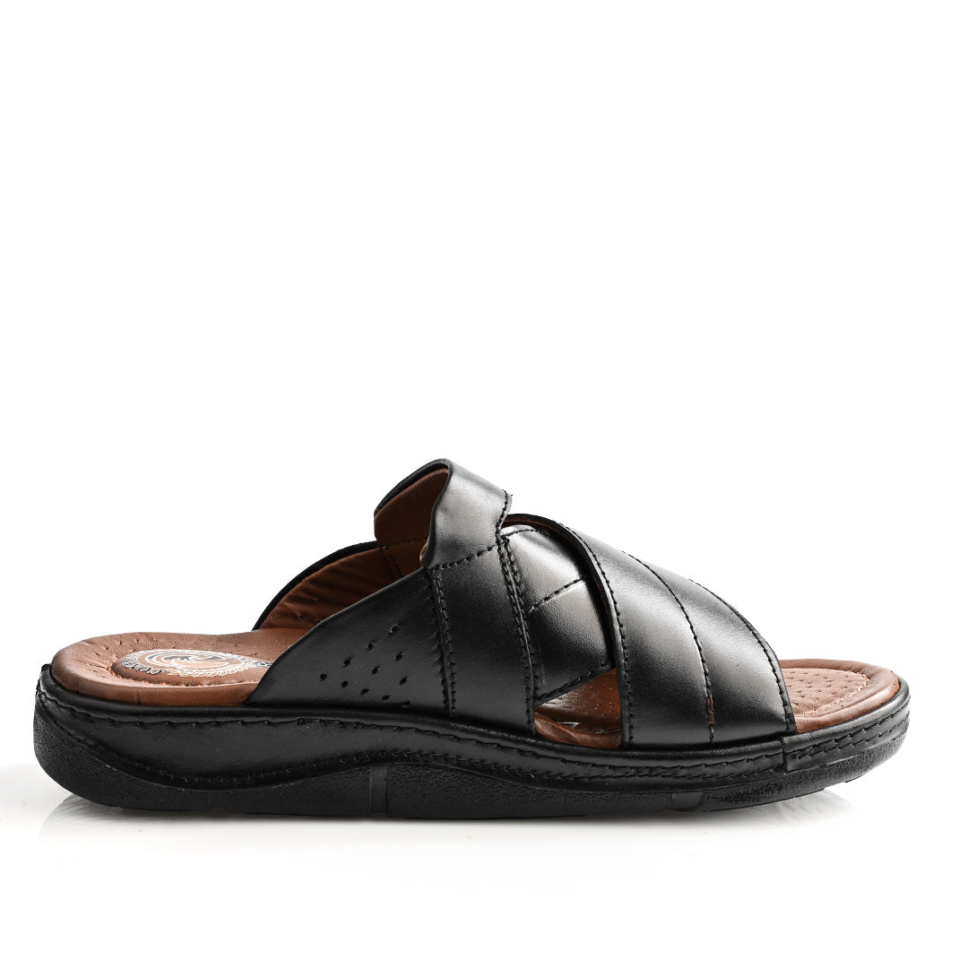 Sandale Médical En Cuir Pour Homme - Noir