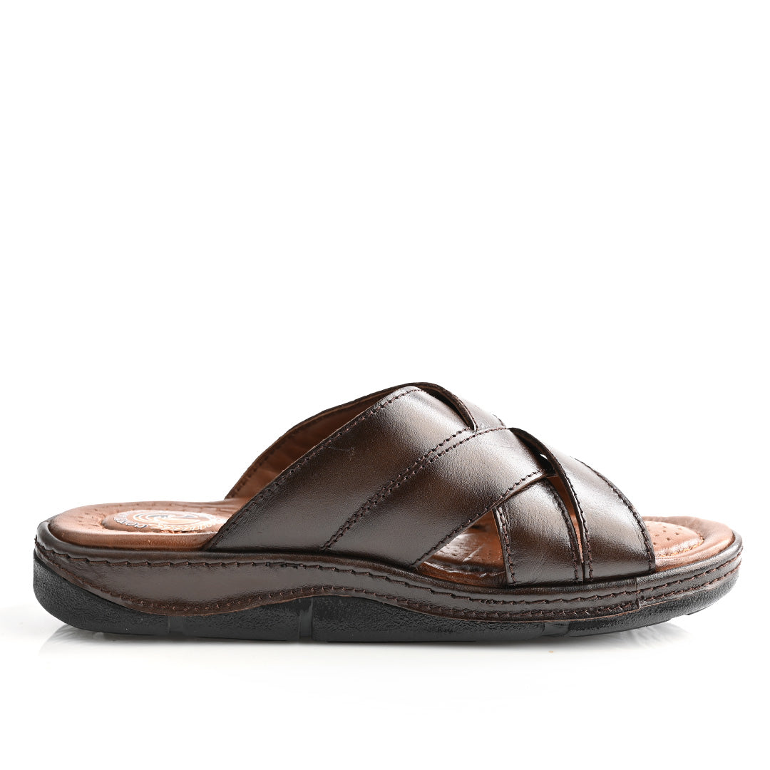 Sandale Médical En Cuir Pour Homme - Marron