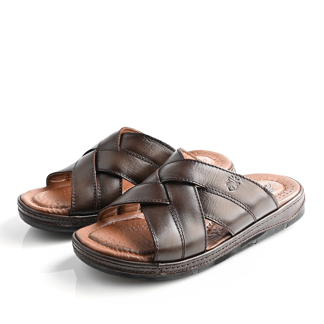 Sandale Médical En Cuir Pour Homme - Marron