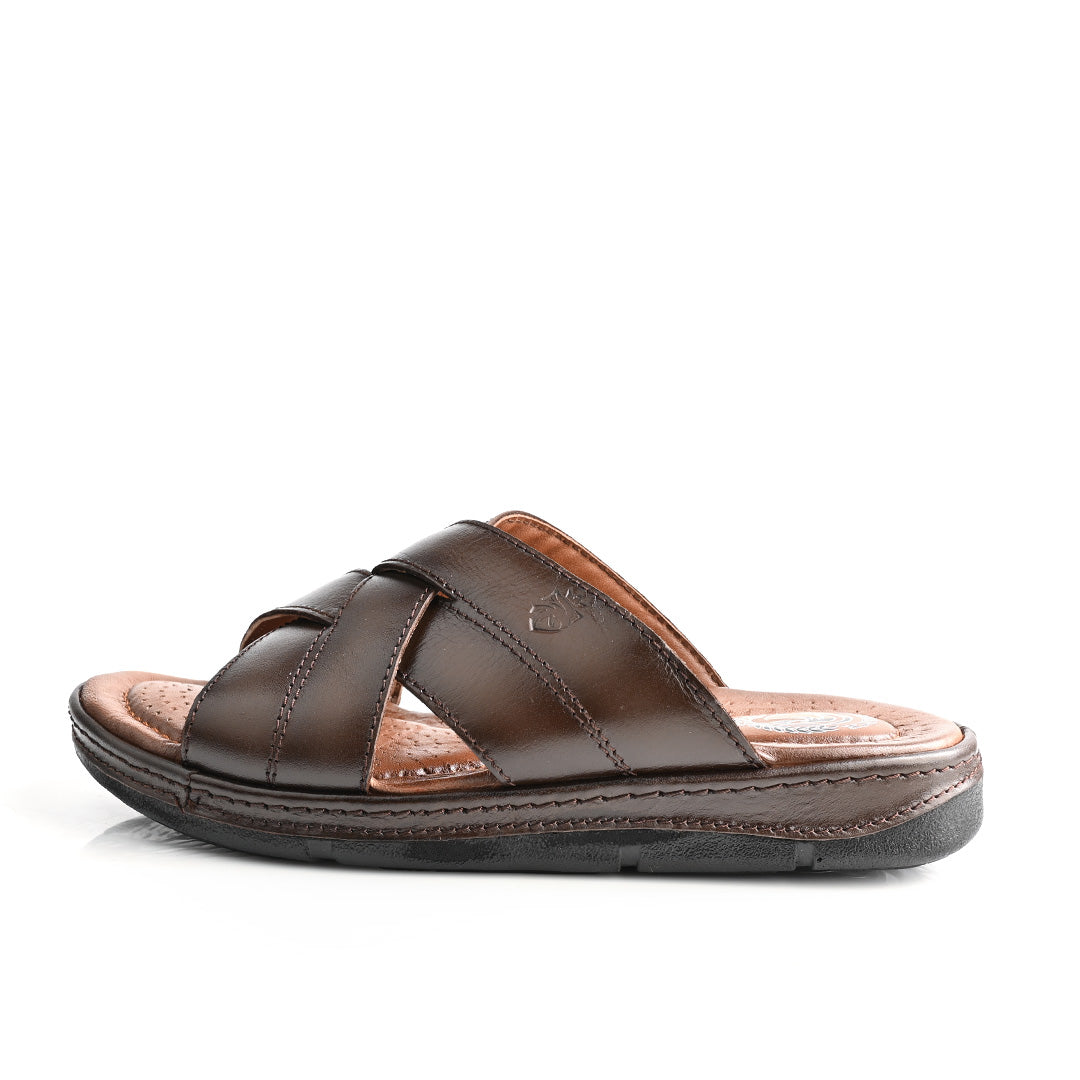 Sandale Médical En Cuir Pour Homme - Marron