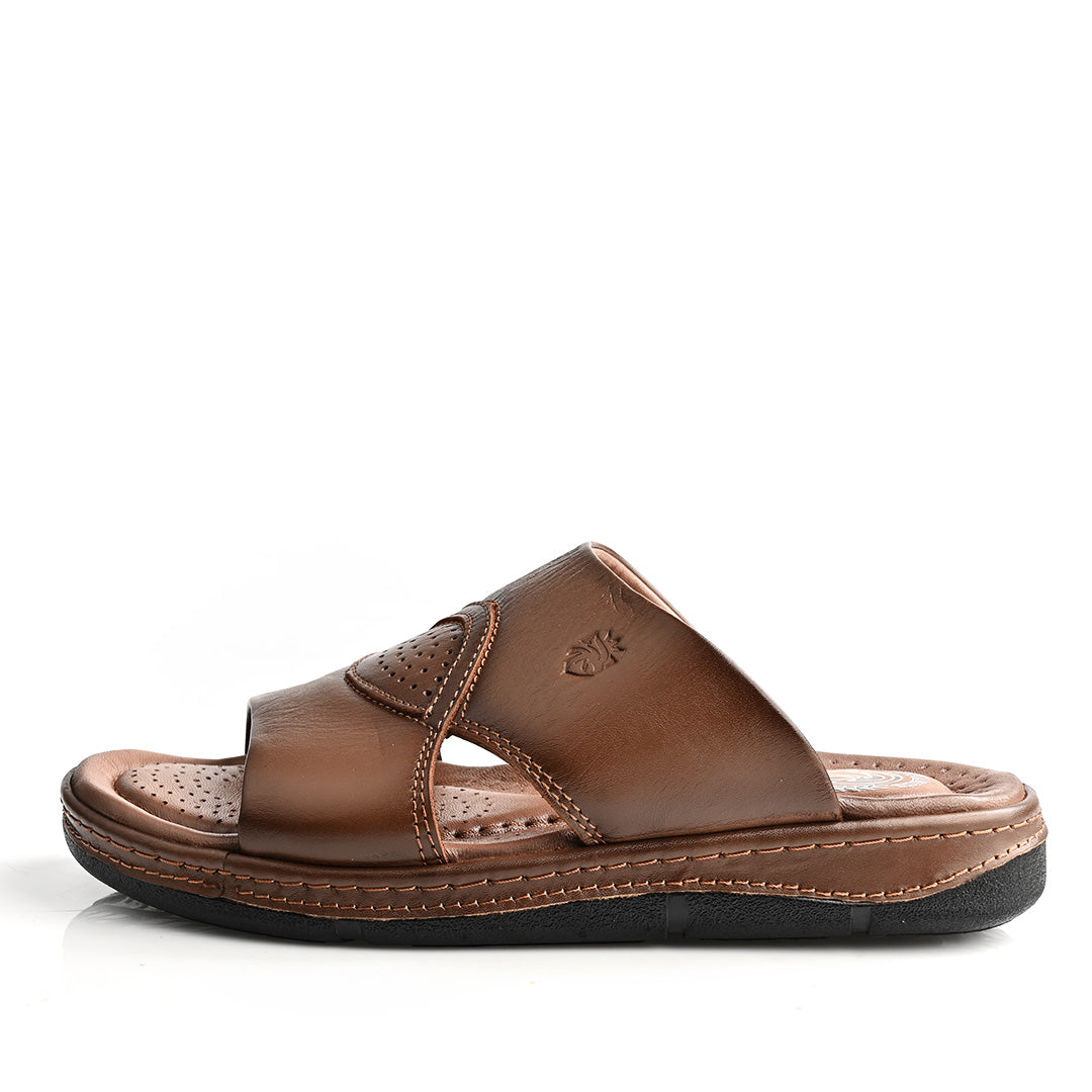 Sandale Médical En Cuir Pour Homme - Tabac