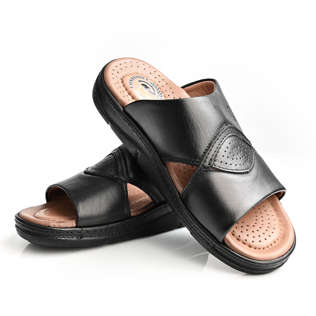 Sandale Médical En Cuir Pour Homme - Noir