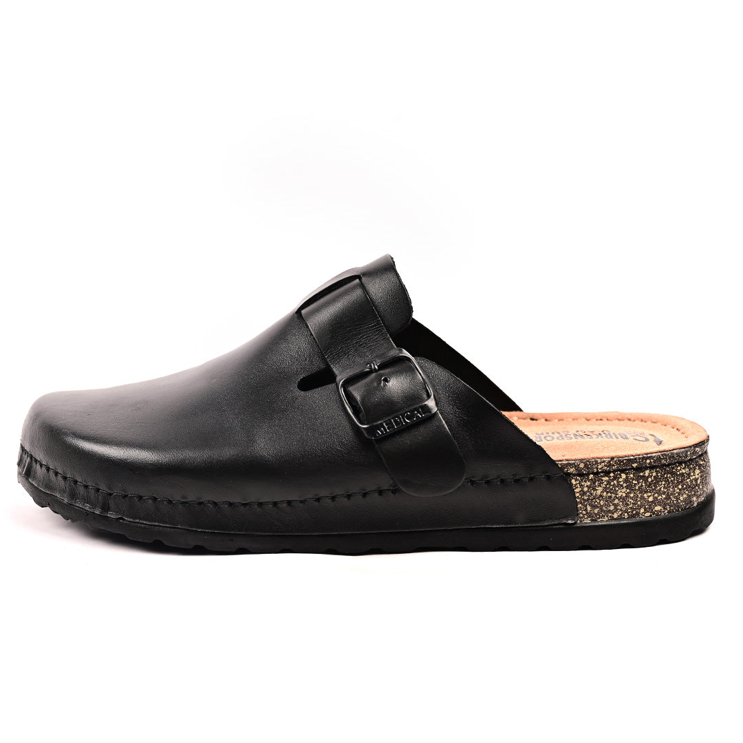 Sabot Medical Homme Vrai Cuir - Noir