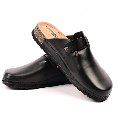 Sabot Medical Homme Vrai Cuir - Noir