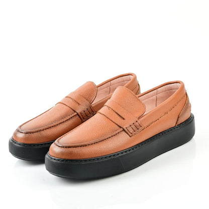 Mocassin Homme Médical En Cuir - Tabac